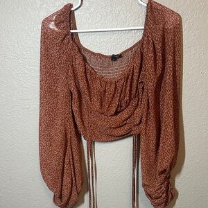 Papermoon Terracotta Blouse with Ruched Details